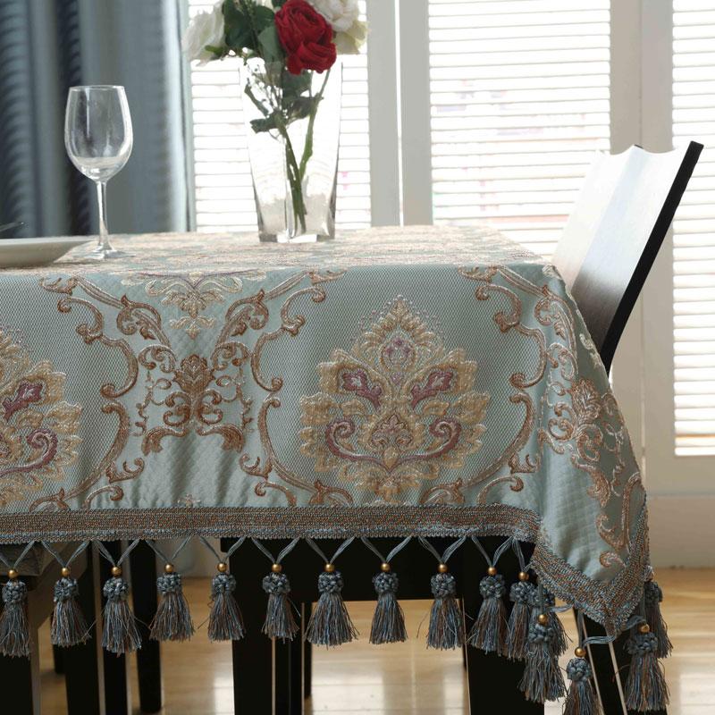 European Luxury Tassels Embroidered Tablecloth, Rectangular, Square, Round, Dining Coffee Table Cover, Party Event Decor