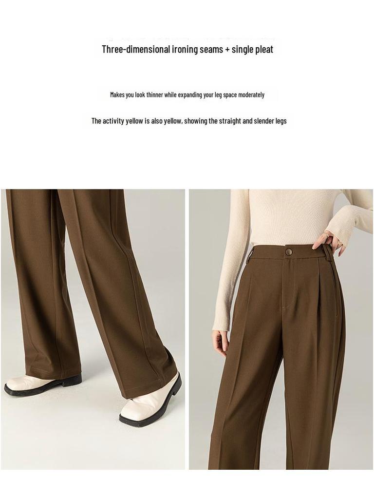 Xinge Women's Thickened Tencel Wool Wide-Leg Suit Pants for Autumn/Winter 2024