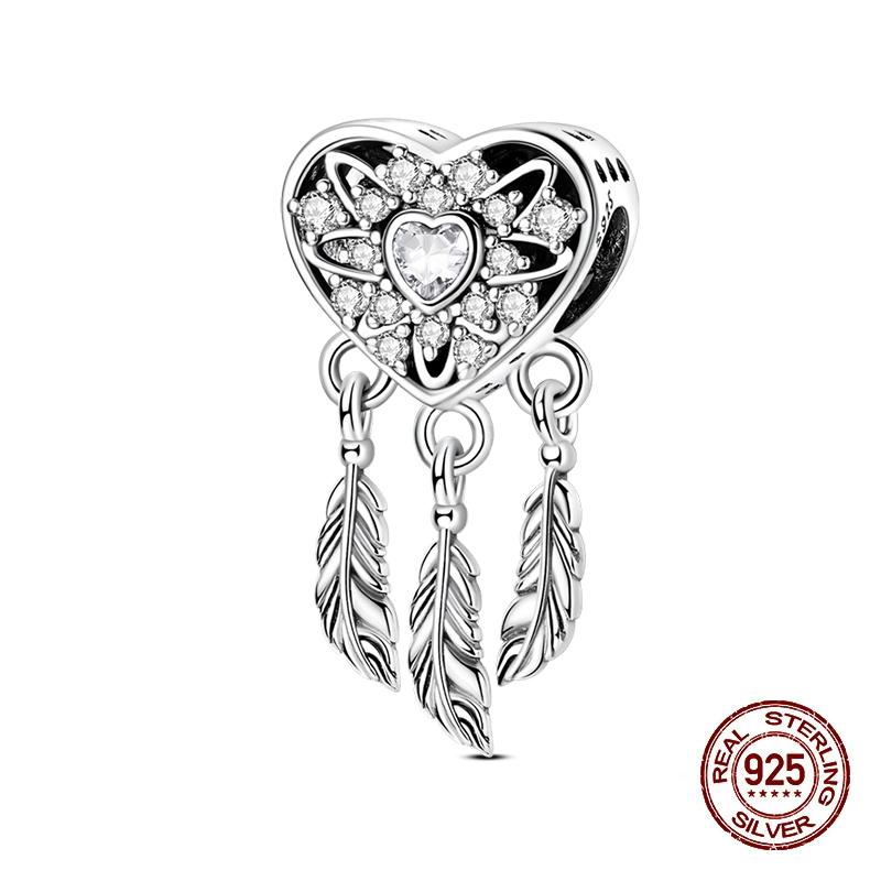 Fashion Copper Feather Colorful Luminous Dreamcatcher Charms Bead Fit Original Bracelets Exquisite Diy Jewelry Gift