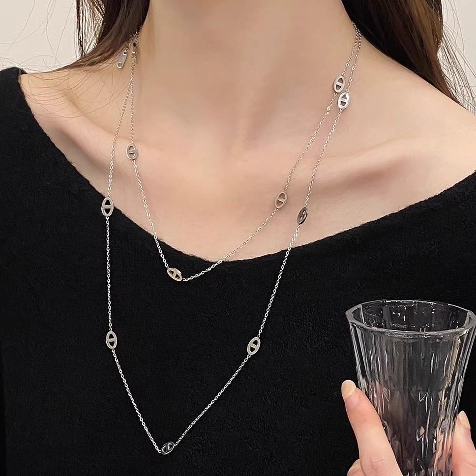 Современное колье-чокер из титановой стали длиной 120 см для женщин в милом корейском стиле