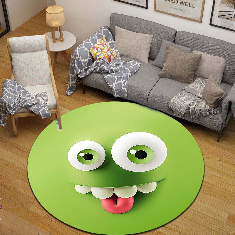 Chic Round Pop Art Multicolor Accent Rug, Non-Slip Floor Mat for Kids Room