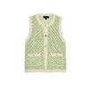 Summer New Arrival Women's Clothing Decorated Row Button Contrast Color Texture Sleeveless round Neck Knitting Vest Jacket 3991014