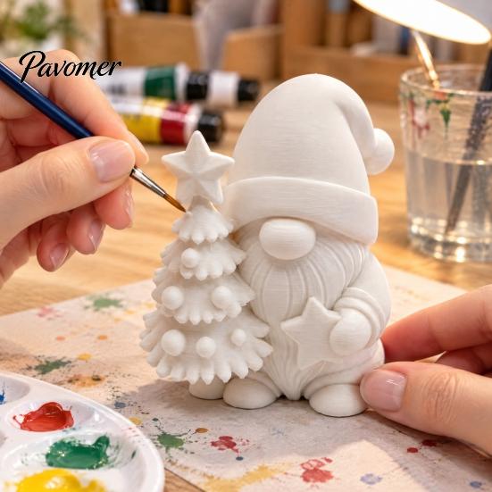 Holiday Home Tabletop Accents 3D Printed Christmas Gnome Figurine, DIY Paintable Mini Hugging Handmade Xmas Gift Souvenirs Star & Tree, Winter Desktop
