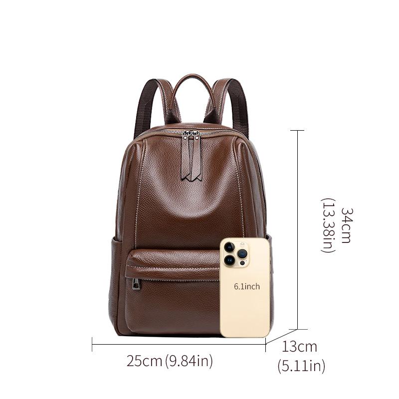 Luxury Cowhide Leather Backpack Ladies Large Capacity Backpack