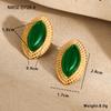 GEMCHIC Women's Vintage Marquise Shape Stud Earrings 18K Gold Plated Stainless Steel Colorful Geometric Fashion Jewelry