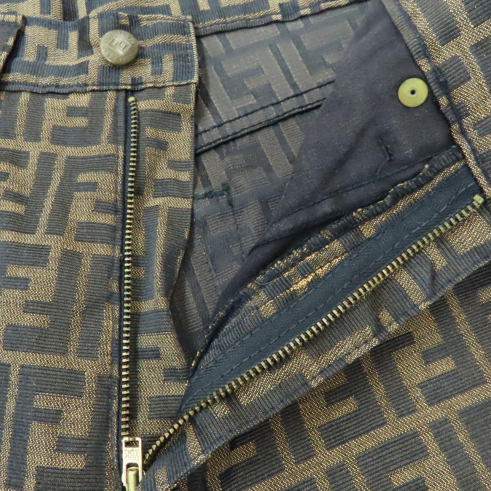 Used FENDI Pants Zucca 41 polyester/cotton Brown black 27 inches