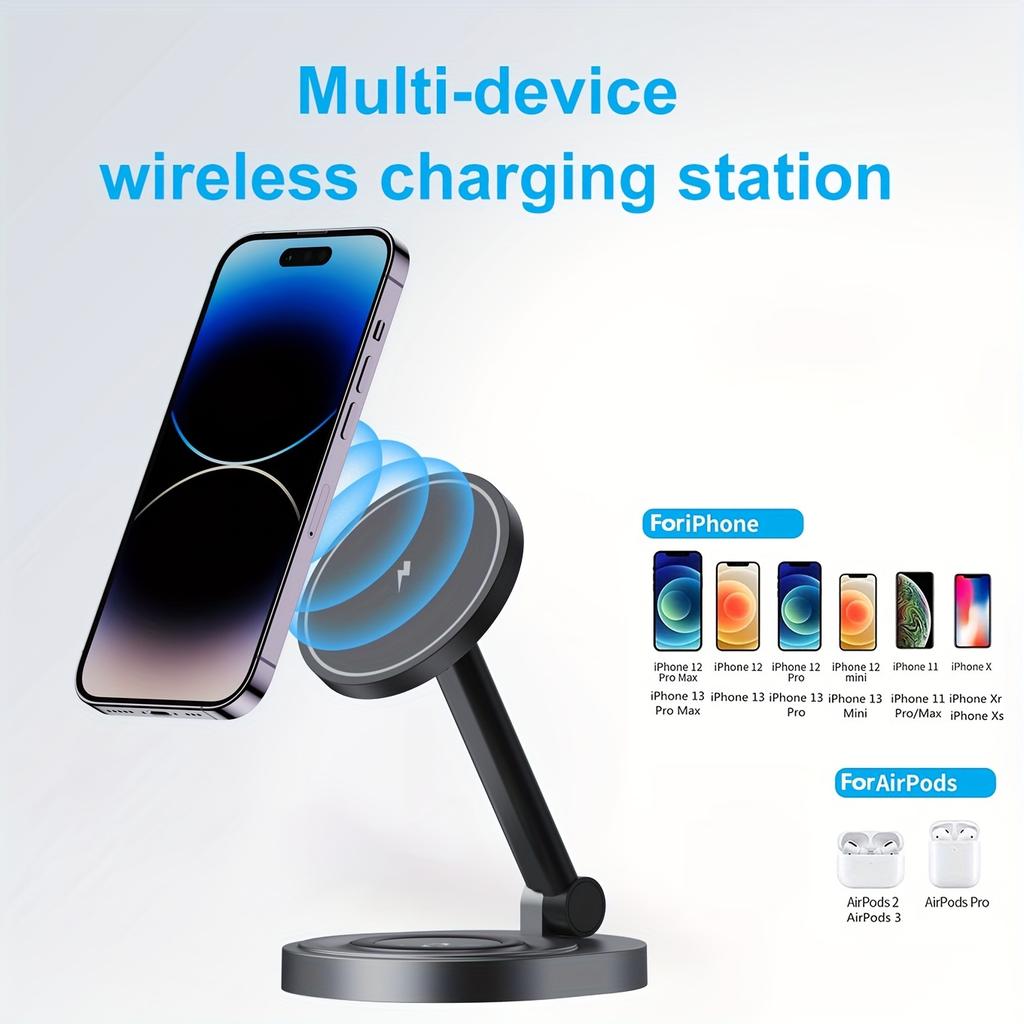 2 в 1 магнитная беспроводная зарядная подставка-подставка для iPhone 15 14 13 12 11 Pro Max 11 X Apple Watch Airpods быстрая зарядная док-станция
