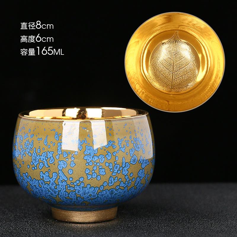 Позолоченный 24K Цзянь Чжань Мастерский Керамический Набор для Кунг-фу Золотой Бык Чай Золотая Персональная Чашка Может Быть Ухожена