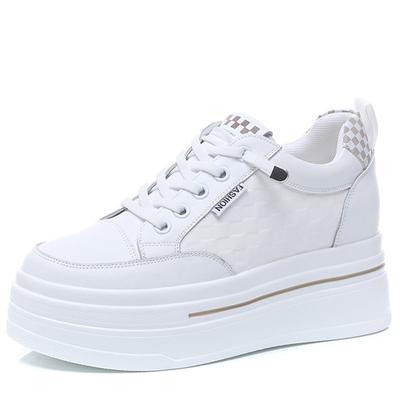 Модные весенние 7 см натуральные коровьи кожаные новые брендовые удобные повседневные туфли женские вулканизированные женские кроссовки на платформе с массивными кроссовками осень