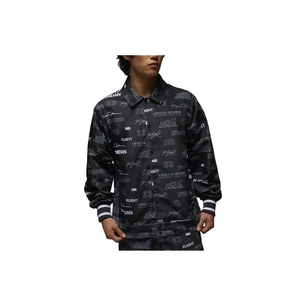 Jordan Alphabet Print Varsity Jacket Men Outerwear Black DX9739-045