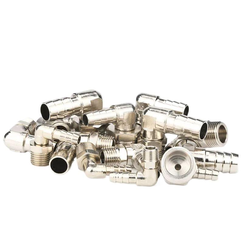 Вращающийся на 360 градусов 1/8" 1/4" 3/8" 1/2" BSPT Наружный x 6/8/10/12 мм Штуцер для шланга Никелированная латунь Угольник Трубный фитинг Пневматический Воздух