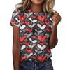 Women's T-shirt 3D Pattern Printed Casual Short Sleeved Love Pattern Printing O-Neck Top Fashionable Street Women's Clothing
