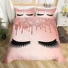 Eyelash Duvet Cover Set Eyes Pattern Design Comforter Cover Microfiber Girly Priness Style Glitter Twin King Queen Bedding Set