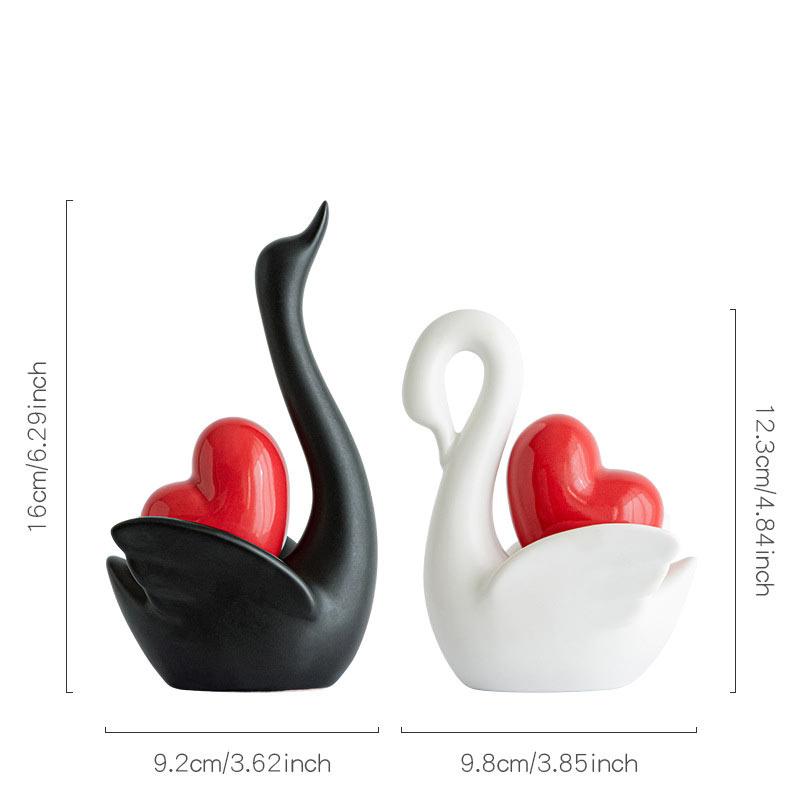 Любящая пара лебедей Орнамент Керамические поделки Золотая скульптура любви Белая керамическая фигурка лебедя ТВ-тумба Аксессуары для домашнего декора