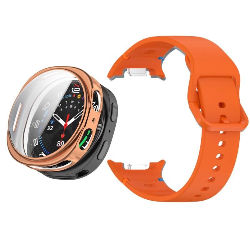 Silicone Strap Replacemnt Watch Band with TPU Shell for Samsung Galaxy Watch 8 40/44mm Classic Ultra2