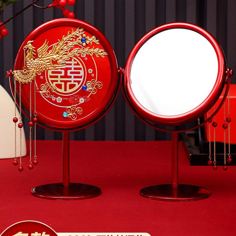 Полный свадебный набор невесты в европейском стиле: Пара зеркал и красные приданые вещи