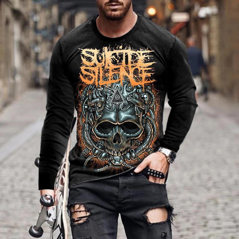 Spring Autumn Men Casual 3D Digital Print Hip Hop T Shirt Men Sport Long Sleeve Round Neck Fitness Tops T Shirt