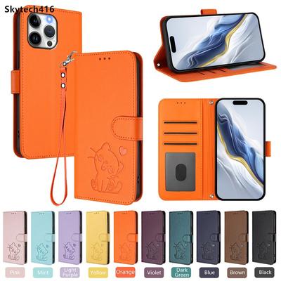 Чехол для Wiko T20 T60 Чехол-книжка Чехол Милый Кот Полная Противоударная Защита Слот для Карт Кожаный Чехол-кошелек