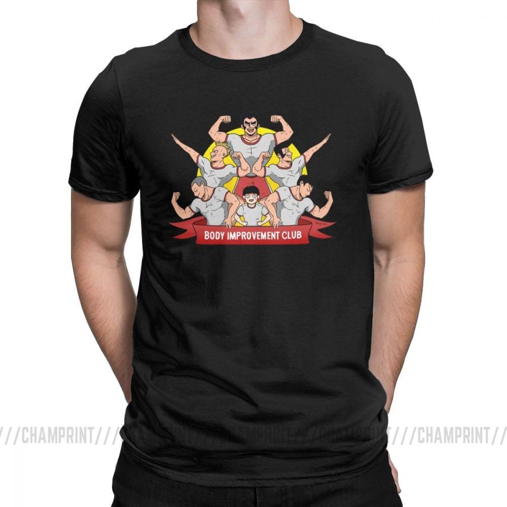 Men S T Shirt Mob Psycho 100 Body Improvement Club Humor 100 Cotton Tees Short Sleeve