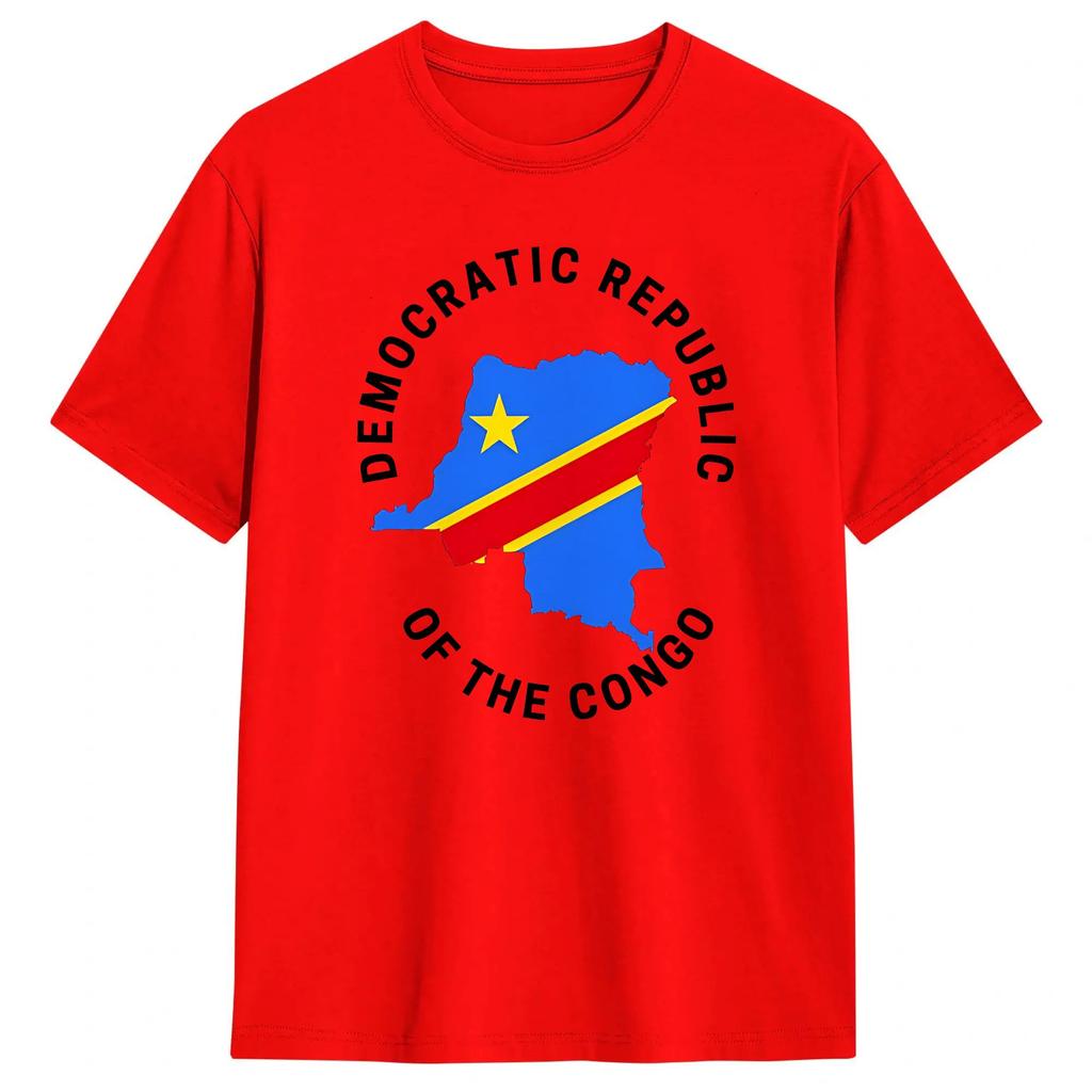 Congo Flag T Shirts for Unisex Pure Cotton Novelty TShirts Crew Neck Tee Shirt Short Sleeve Tops Summer