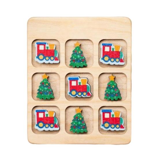 Christmas Wooden Board Game Santa Snowman Reindeer Tree Pieces 2 Player Mini Chess Board Puzzle Toy Party Classical Strategic Tabletop Game