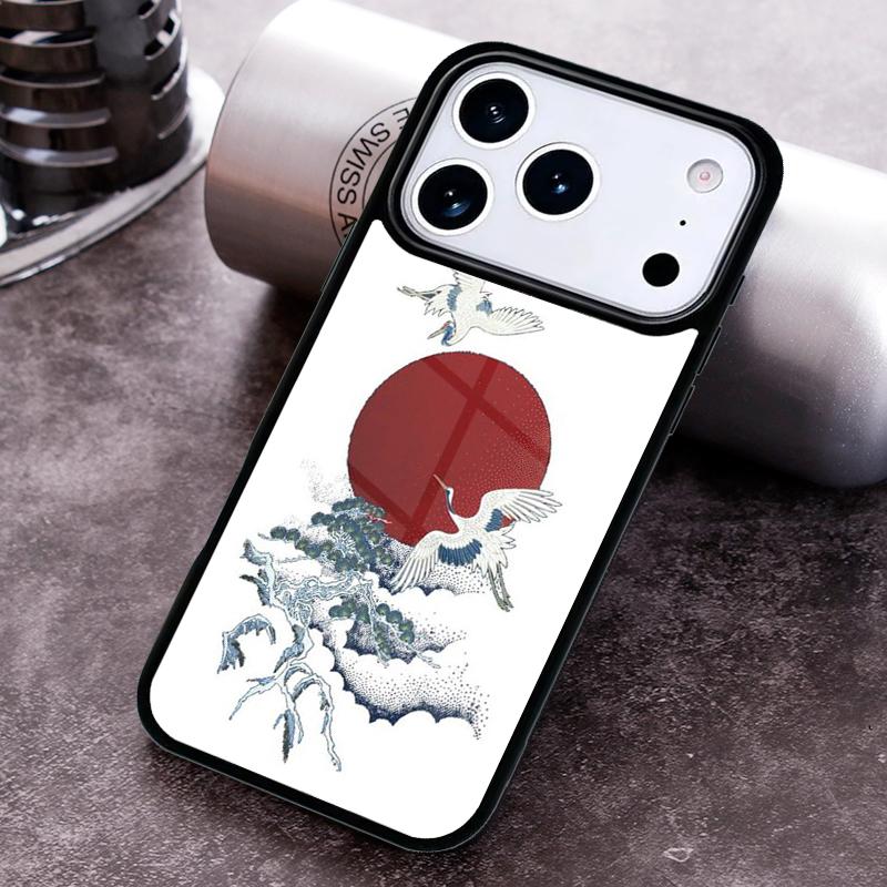 Чехол для телефона 'Арт Журавль Волны' для iPhone 17 16 15 14 13 12 11 Pro Max Plus 17Air Мягкий Силиконовый Чехол