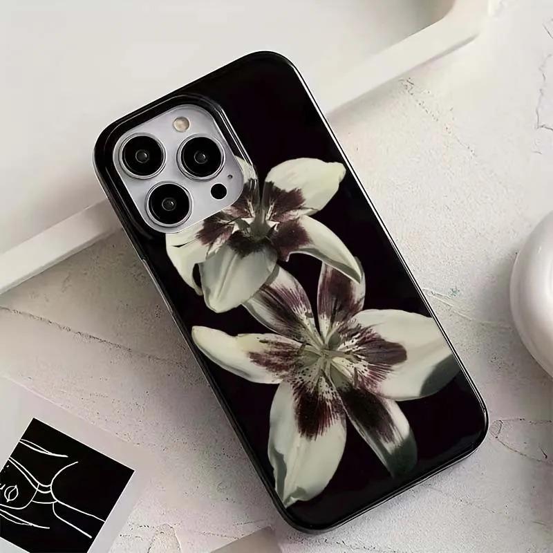 Lily Orchid Flower Print Soft Phone Case For iPhone 16 15 14 13 12 11 Pro Max XS XR X 7 8 Plus SE 2020 2022 Shockproof Cover