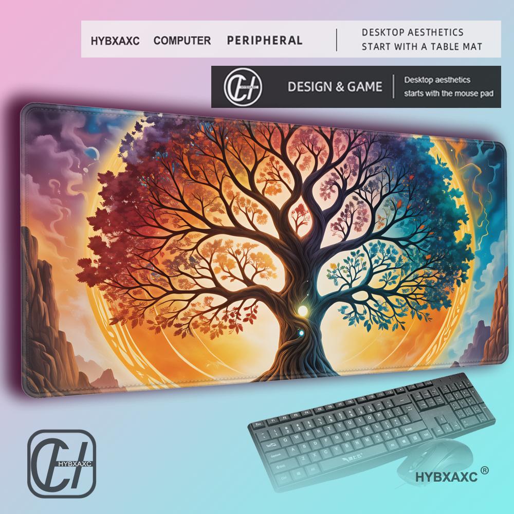 HYBXAXC Colorful Tree of Life Design Mouse Pad NonSlip Rubber Desk Mat Large Extended Keyboard Mousepad Office Home Gaming