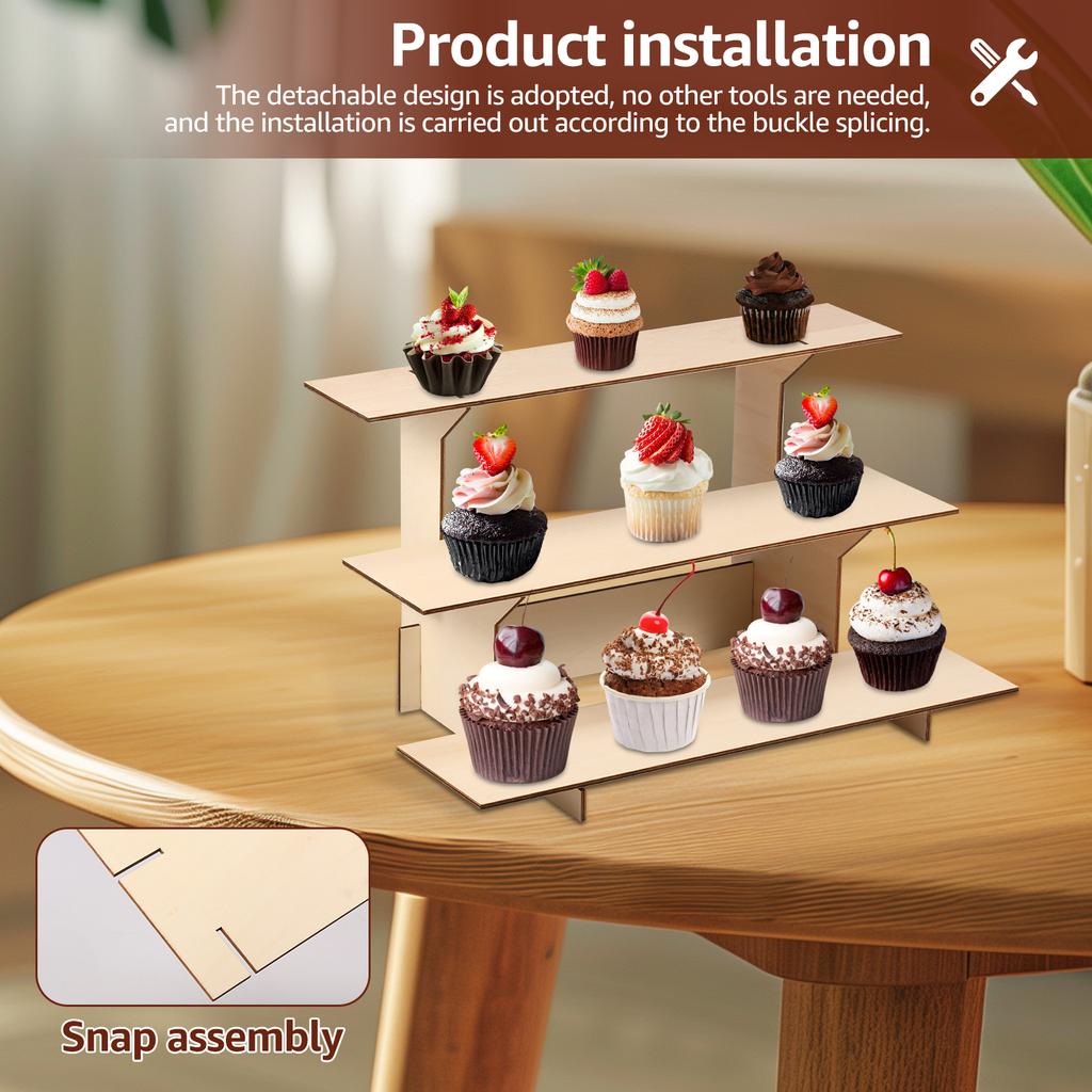 2 шт. 3-уровневый деревянный стенд для кексов, парфюмерии, косметики, ювелирных изделий, полка-органайзер, настольное хранилище