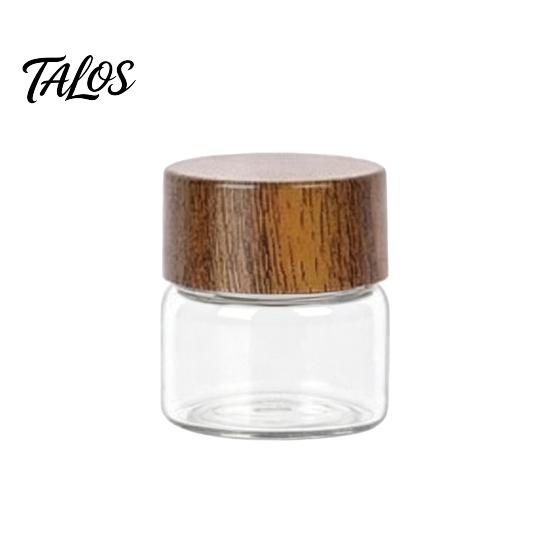 Мини-банка Talos Glass с деревянной крышкой, влагостойкий портативный маленький контейнер, для кофейных зерен, чая, сахара, специй, кухонный органайзер