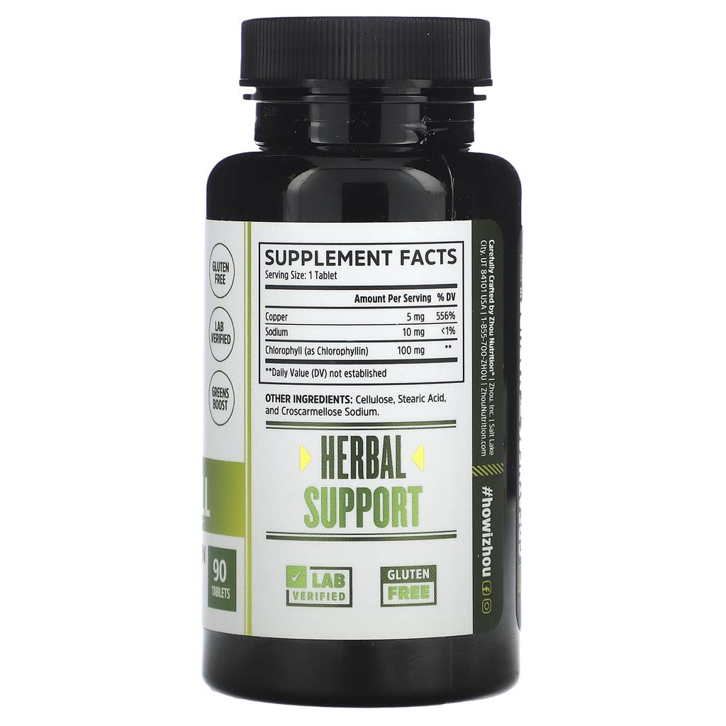 Zhou Nutrition Chlorophyll, 90 Tablets