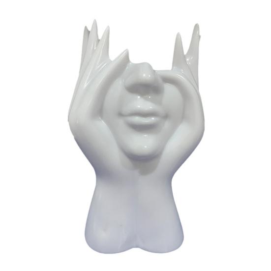 Подставка-органайзер для кистей для макияжа в форме лица, женская форма, голова, половина тела, чаша для хранения косметических инструментов, абстрактное искусство, настольная подставка для ручек для декора дома и офиса