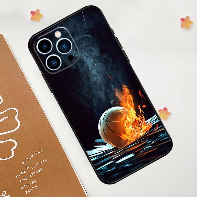 Чехол Basketball On Fire для iPhone 15 16 14 13 12 11 Pro Max Plus X XR XS Max 12 13 Mini мягкий бампер