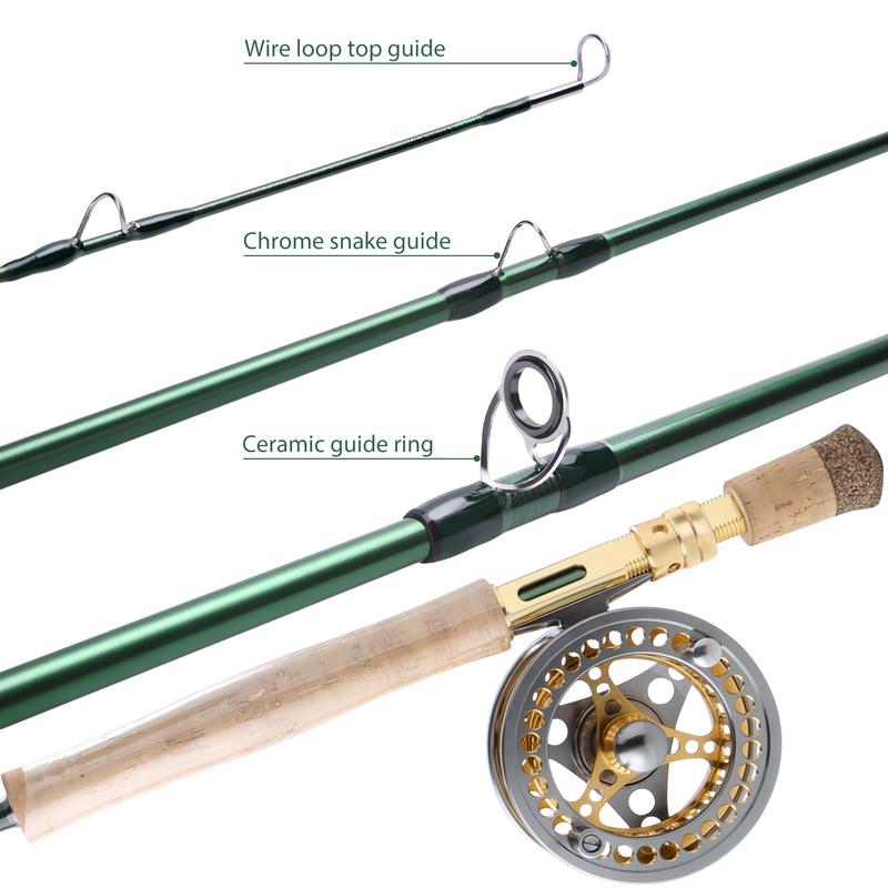 Fishing Rod and Reel Portable Combo Carbon Fiber Fly Fishing Pole with CNC-machined Reel Set