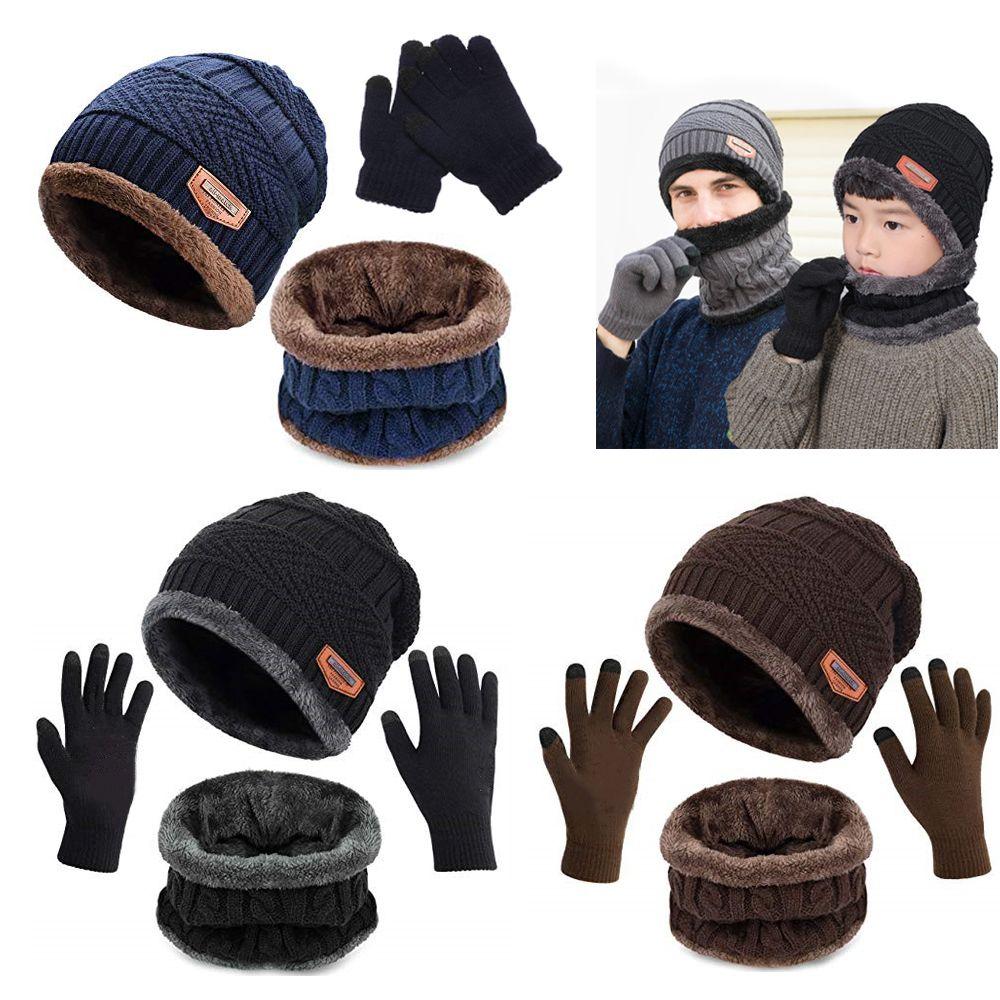 Mens Girl Knitted Winter Warm Neck Warmer Beanie Hat Hat Scarf Gloves Set And Neck Scarf