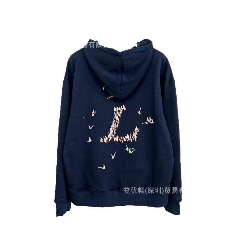 Unisex Cotton Hoodie With Embroidered Letter Sailboat Design Loose Fit Casual Sweatshirt Daily Wear