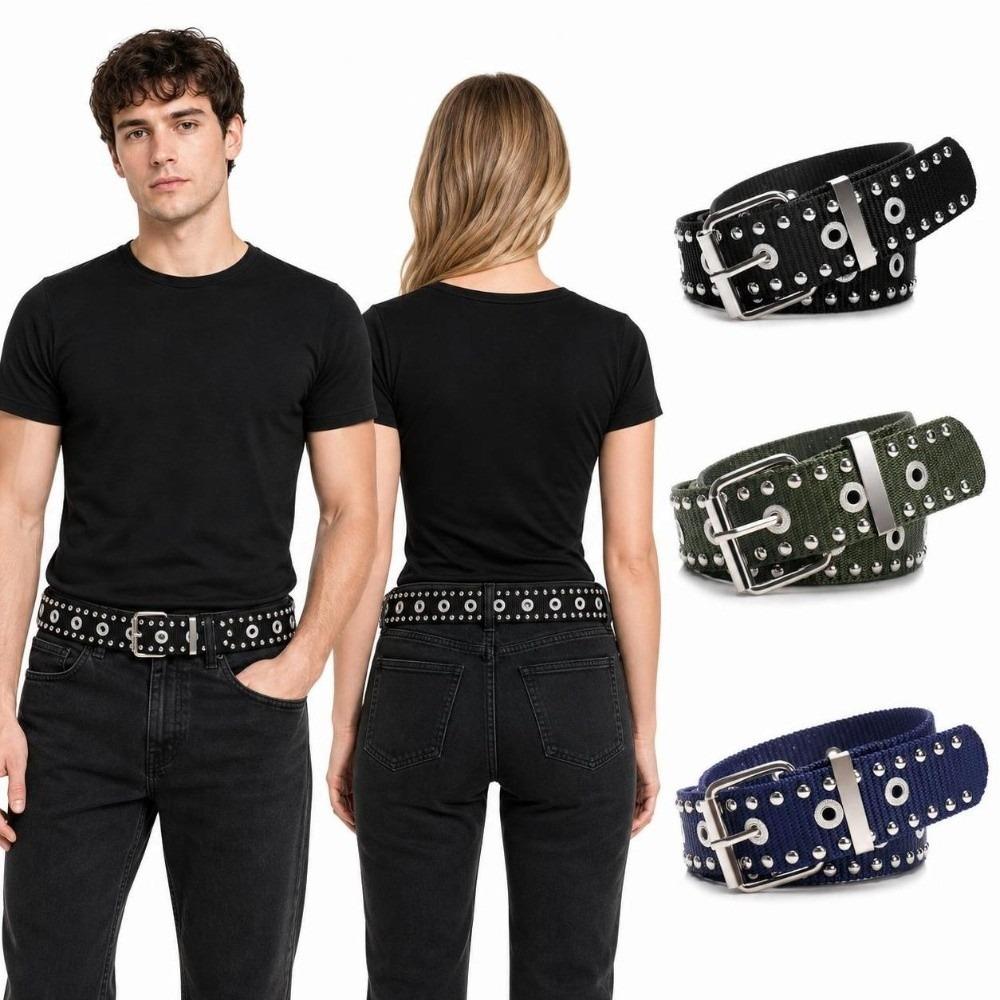 Full Metal Eyelet Nylon Waist Belt Hollow Out Punk Style Belt Vintage Eyelet Belt Casual Wear