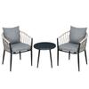 Garden Furniture Set for 2 People incl. 1 Table, 2 Chairs with Seat Cushions, Balcony Set, Steel, Grey
