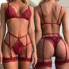 Сексуальный бюстгальтер, трусики и подвязки, женское нижнее белье, сексуальный наряд, горячее прозрачное винно-красное кружево, экзотическое женское нижнее белье, комплект бюстгальтера, эротические костюмы