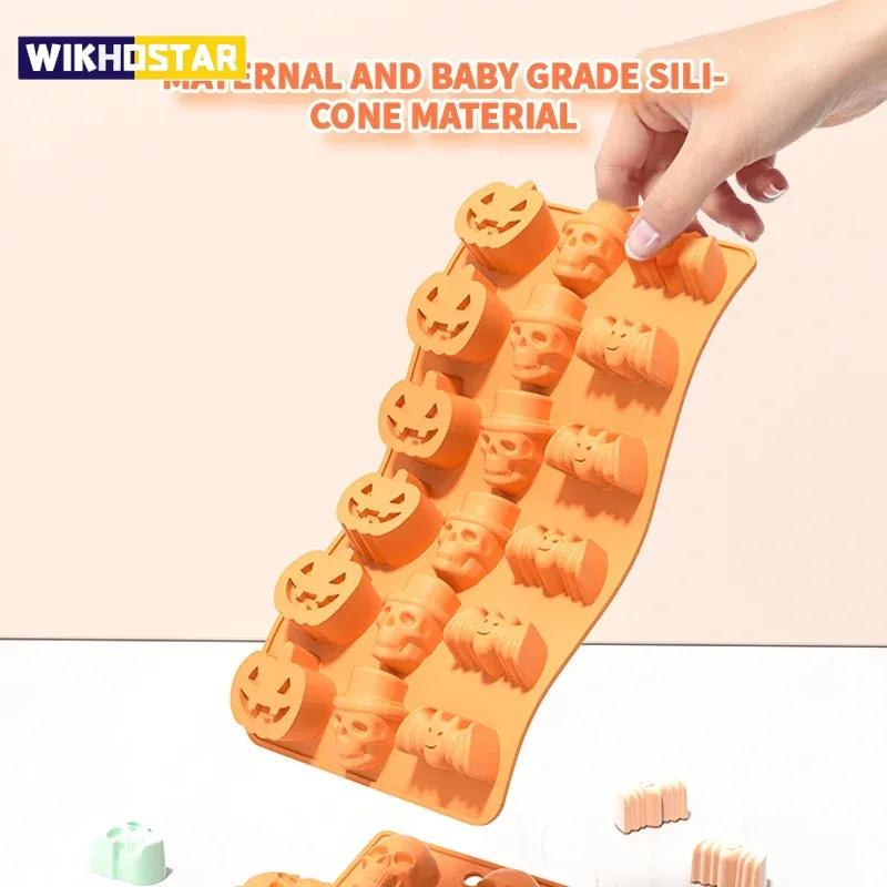 Halloween Scary Soft Silicone Pumpkin Mold Cake Chocolate Mould Ghost Bat Skull Ice Cube Chocolate Cookie Biscuit Cake Cake Mould
