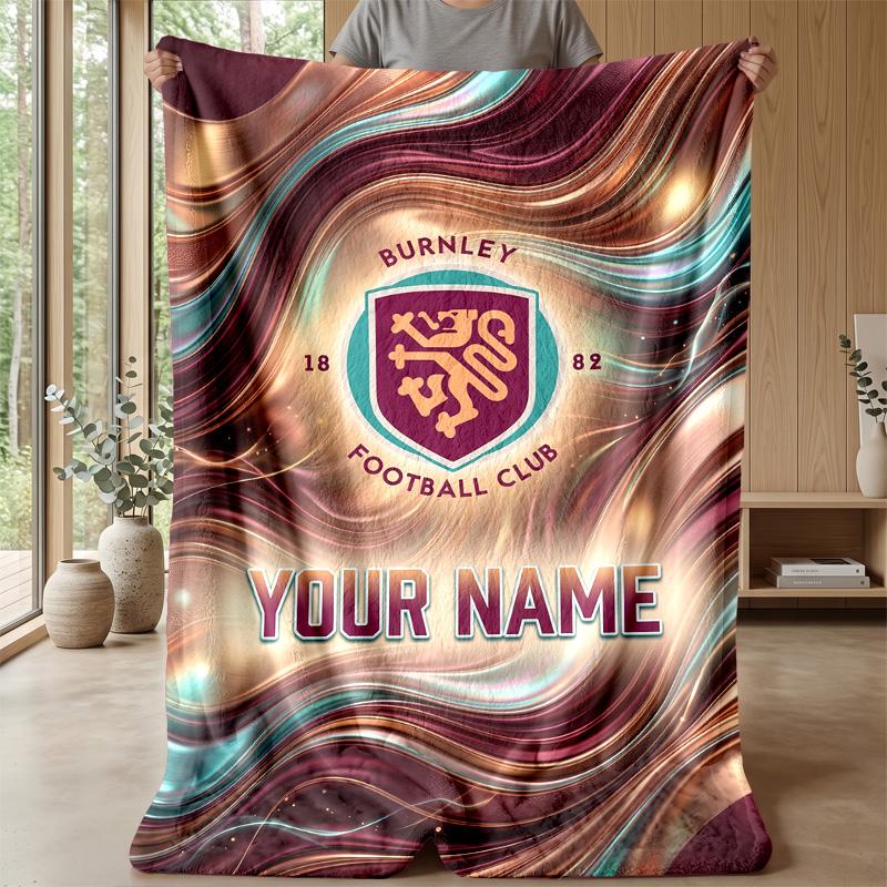 Custom Text Flannel Throw Blanket, Lightweight Cozy Bed Sofa BlanketBurnley Football