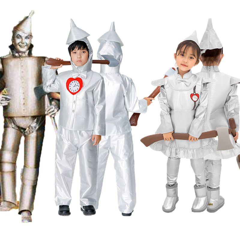 Enchanting Wizard Of Oz Tin Man Cosplay Costume For Adults And Kids In Silver