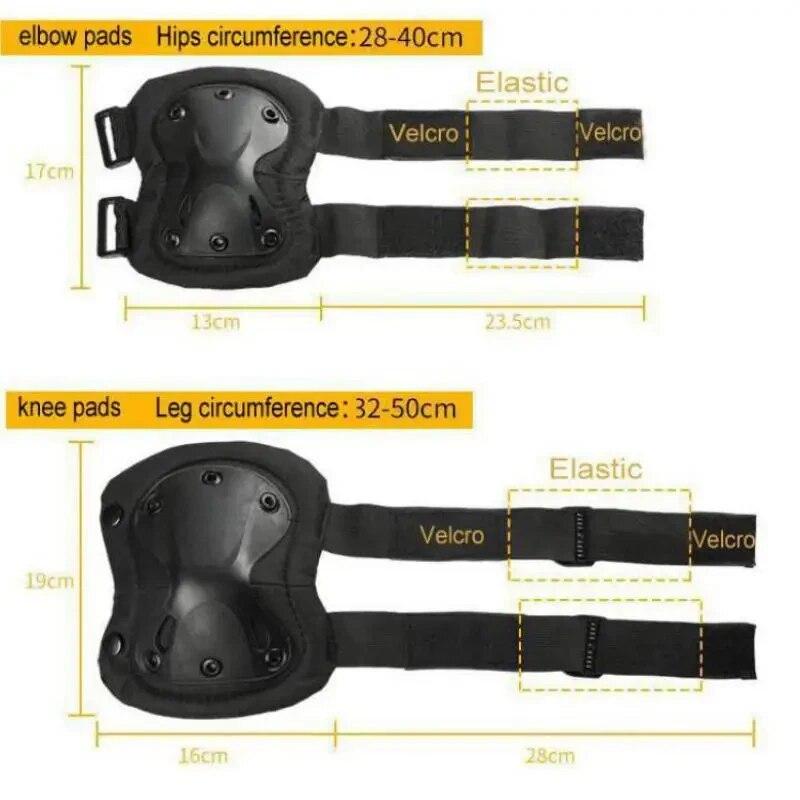 Тактическое защитное снаряжение для улицы, набор из 4 наколенников, налокотники для езды на велосипеде, альпинизма и пешего туризма, защита от спорта