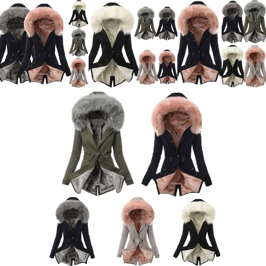 Luxurious Women Faux Fur Collar Hooded Parka Jacket For A Warm Winter