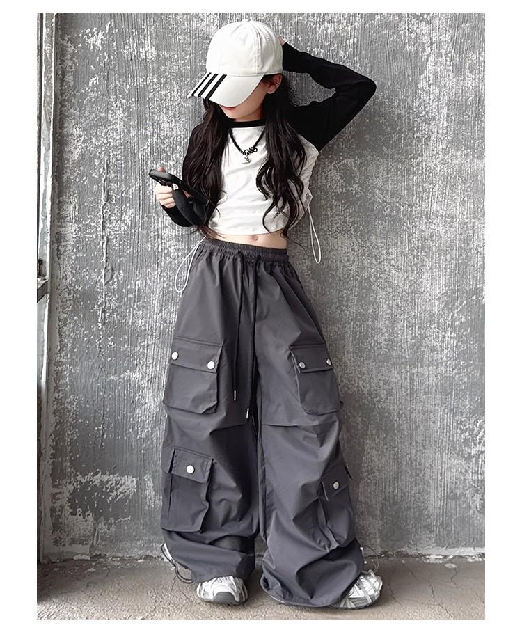Новые брюки карго с широкими штанинами для девочек 2025 года: Стильная осенняя уличная одежда для подростков