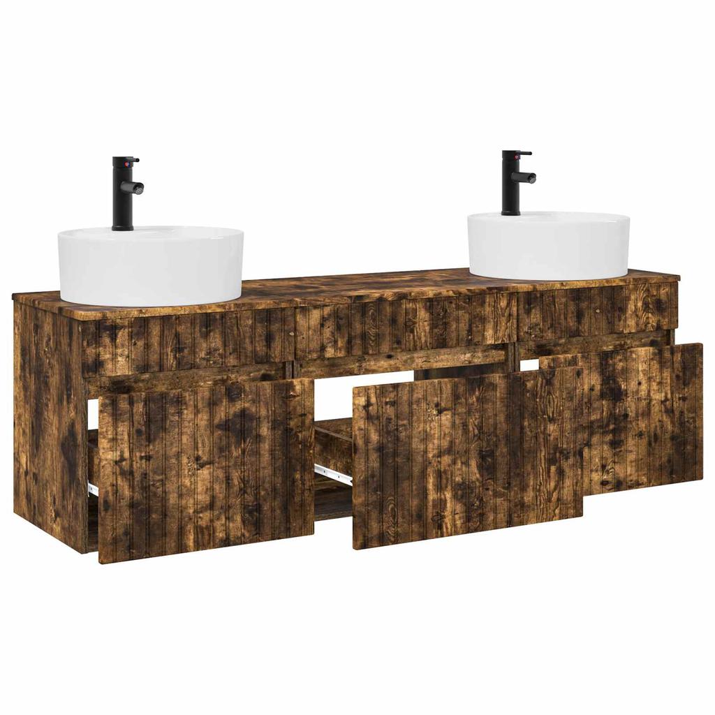 Bathroom Cabinet Set 3 pcs Smoked Oak