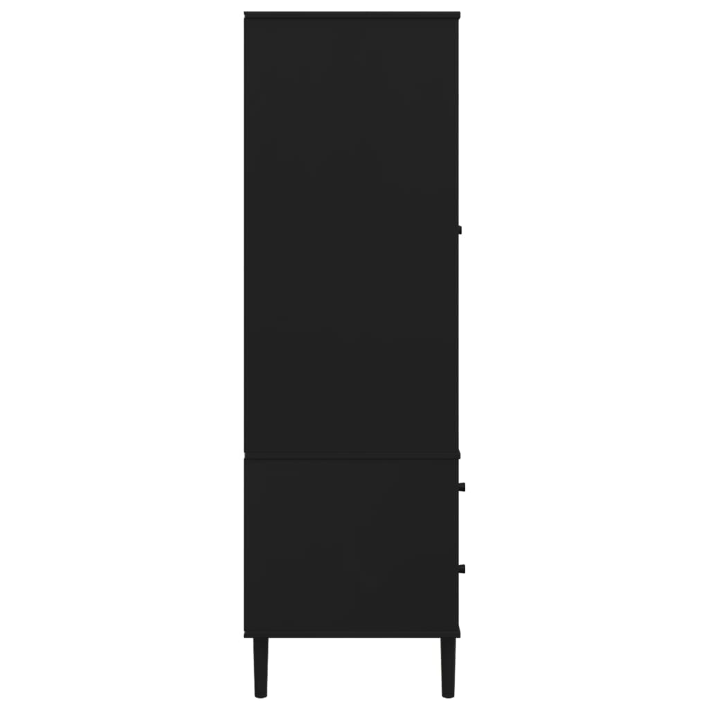 SENJA Wardrobe with Rattan Style Finish Black 90 x 55 x 175 cm