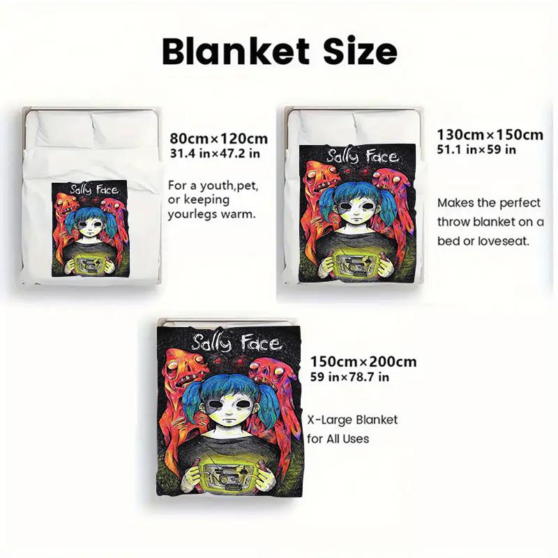 Sally Face 2D Flat Pattern Flannel Blanket High quality All Seasons Warmth and Comfort Perfect for Christmas Gifts.