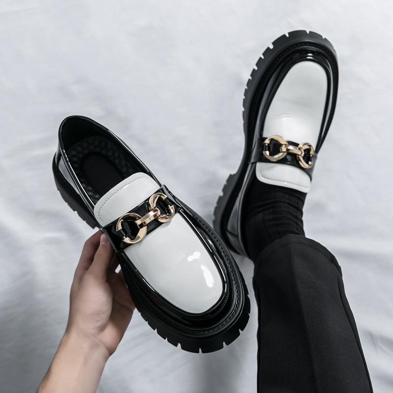 Лоферы деловые мужские туфли с пряжкой в виде лошади повседневные мужские туфли трендовые молодежные глянцевые кексы и увеличивающие рост кожаные туфли