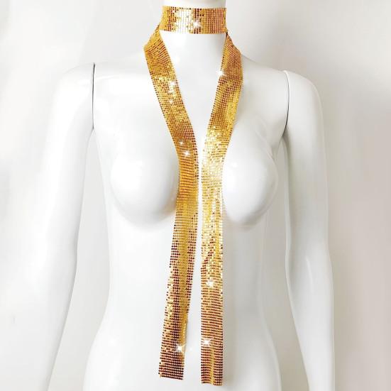 Алюминиевый шарф с блестками, ожерелье для мужчин и женщин, легкий сверкающий дизайн, ожерелье с воротником, декоративный аксессуар